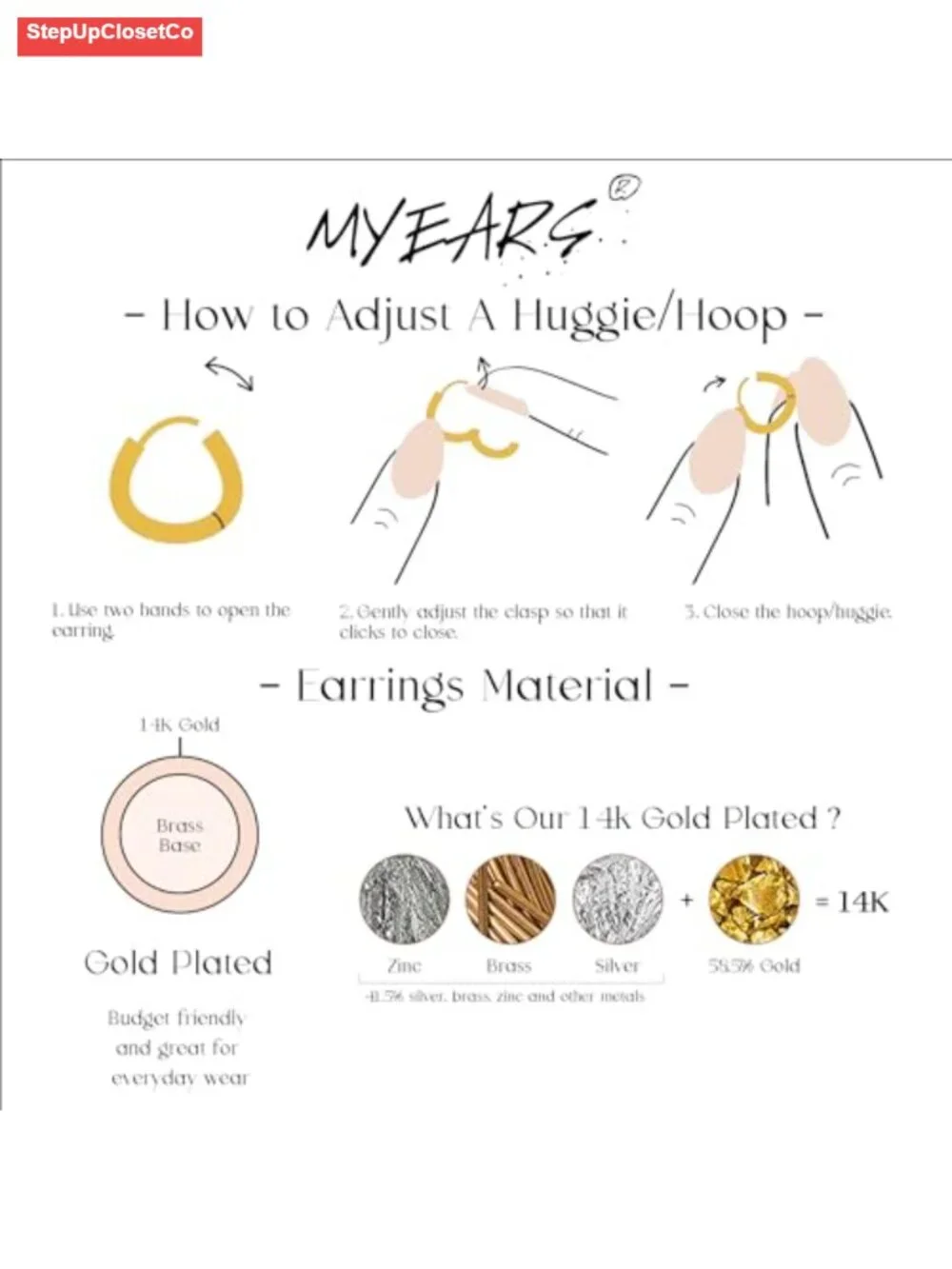 Gold Huggie Hoop Earrings 14K Small Hypoallergenic Everyday